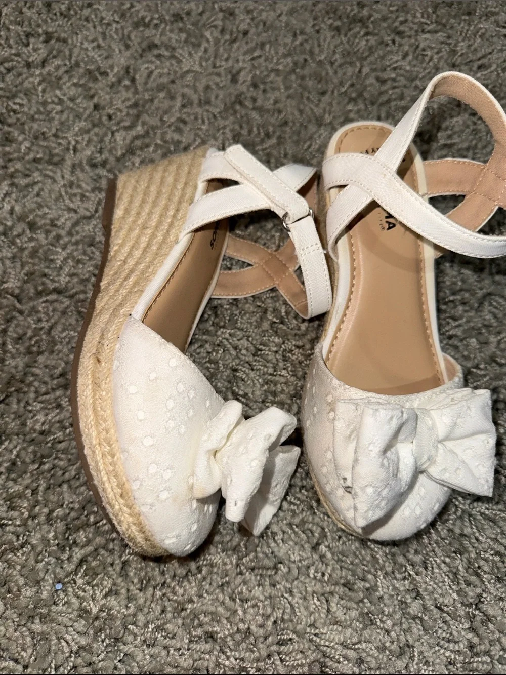 Girls White Bow Espadrille Wedge Sandals Sonoma (13)